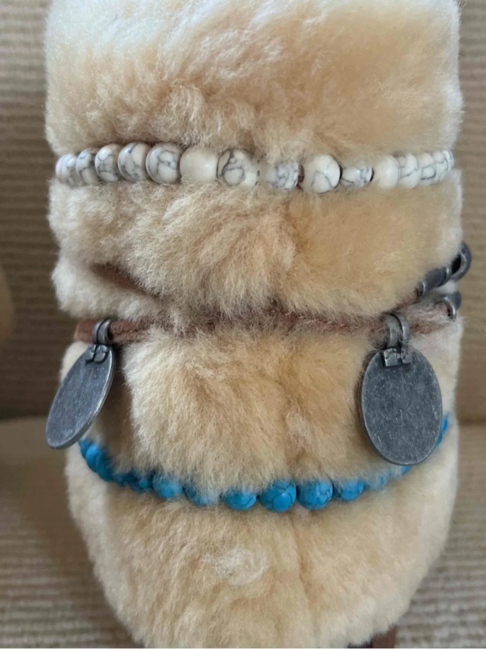 NEW RARE TYLIE MALIBU GYPSY TURQUOISE BEAD EMBELLISHED SHEARLING BOOT | 10
